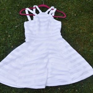 White Striped Pattern Skater Dress